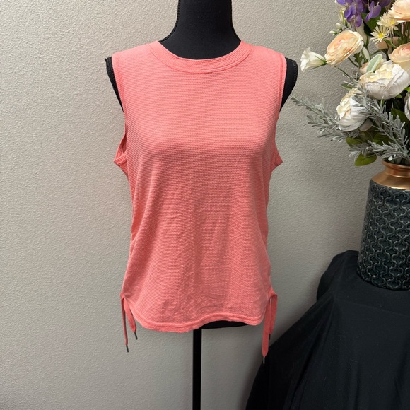 Calvin Klein Performance Coral Pink Waffle Knit Sleeveless Tank Top M - Picture 1 of 6